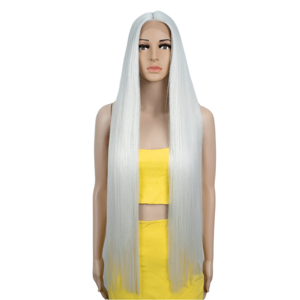 Synthetic Lace Front Wig 38 Inch Ombre Blonde white 