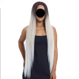 Synthetic Lace Front Wig 38 Inch Ombre Blonde black/ white