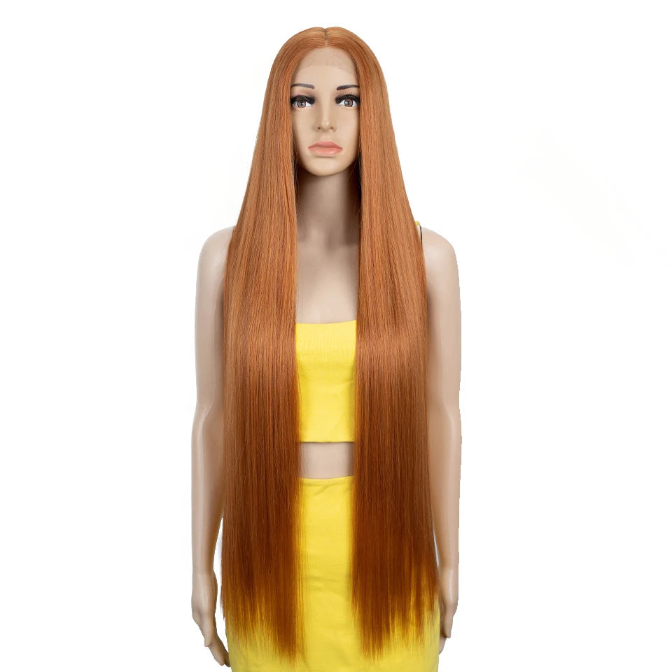 Synthetic Lace Front Wig 38 Inch Ombre Blonde orange