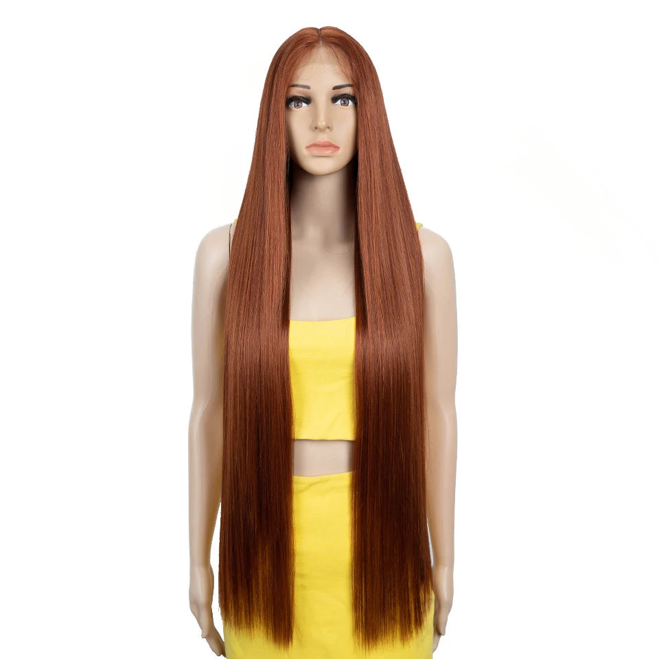 Synthetic Lace Front Wig 38 Inch Ombre Blonde red