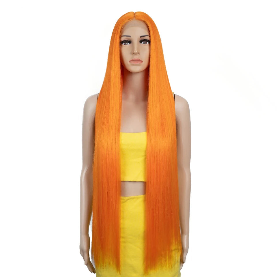 Synthetic Lace Front Wig 38 Inch Ombre Blonde orange