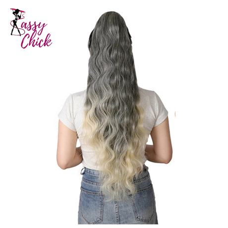 Synthetic Long Water Drawstring Curly Ponytails Hair Extension Sassy Chick Logo