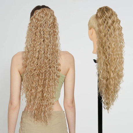 Synthetic Long Water Drawstring Curly Ponytails Hair Extension
