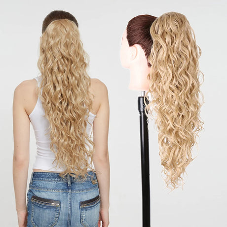 Synthetic Long Water Drawstring Curly Ponytails Hair Extension