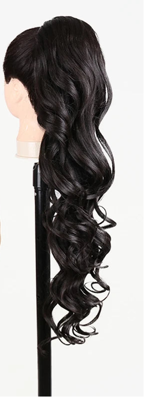 Black Synthetic Long Water Drawstring Curly Ponytails Hair Extension