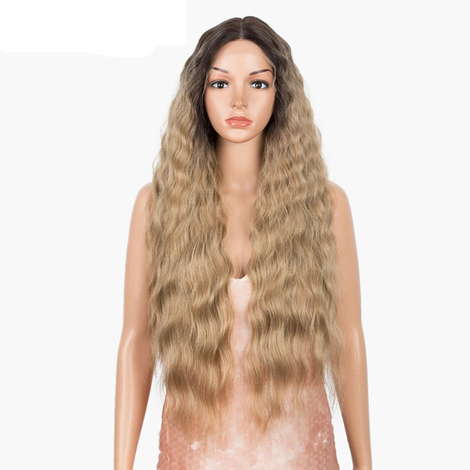 Synthetic Long Wavy Wig  black/ ash brown