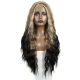 Synthetic Long Wavy Wig ash brown. black