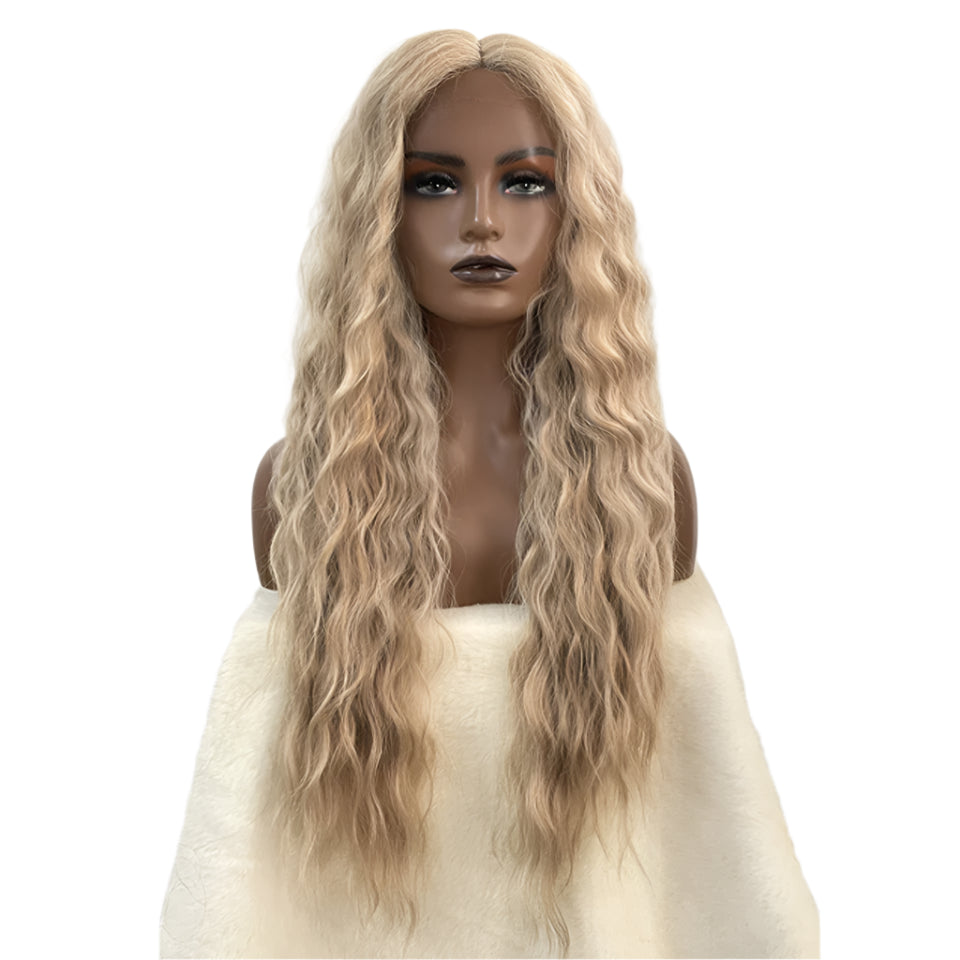 Synthetic Long Wavy Wig ash brown