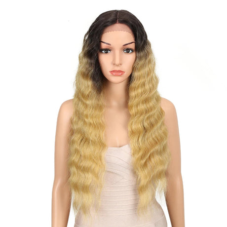 Synthetic Long Wavy Wig  black/ ash brown