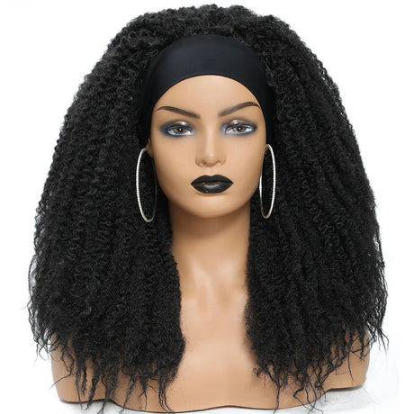 Black Synthetic Marley Braids Headband Wig