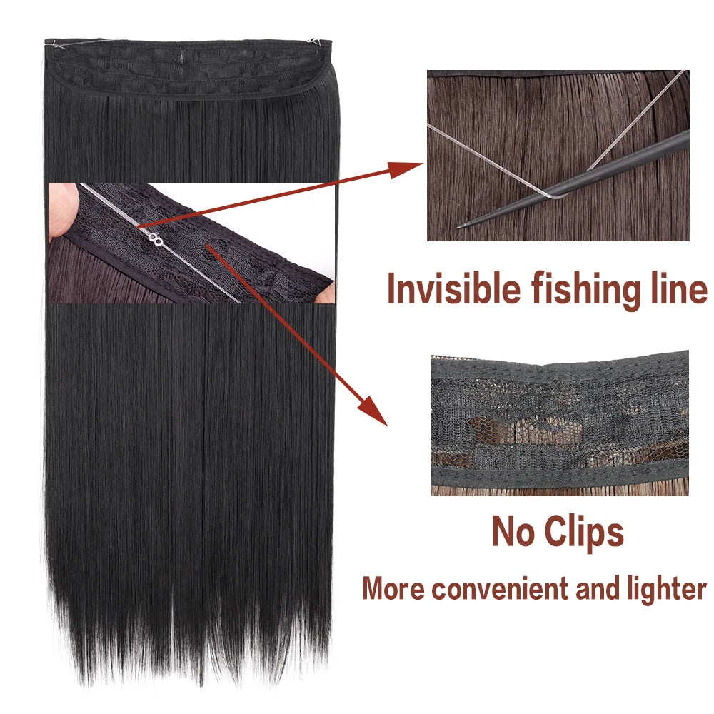 Synthetic No Clip Wave Hair Extensions