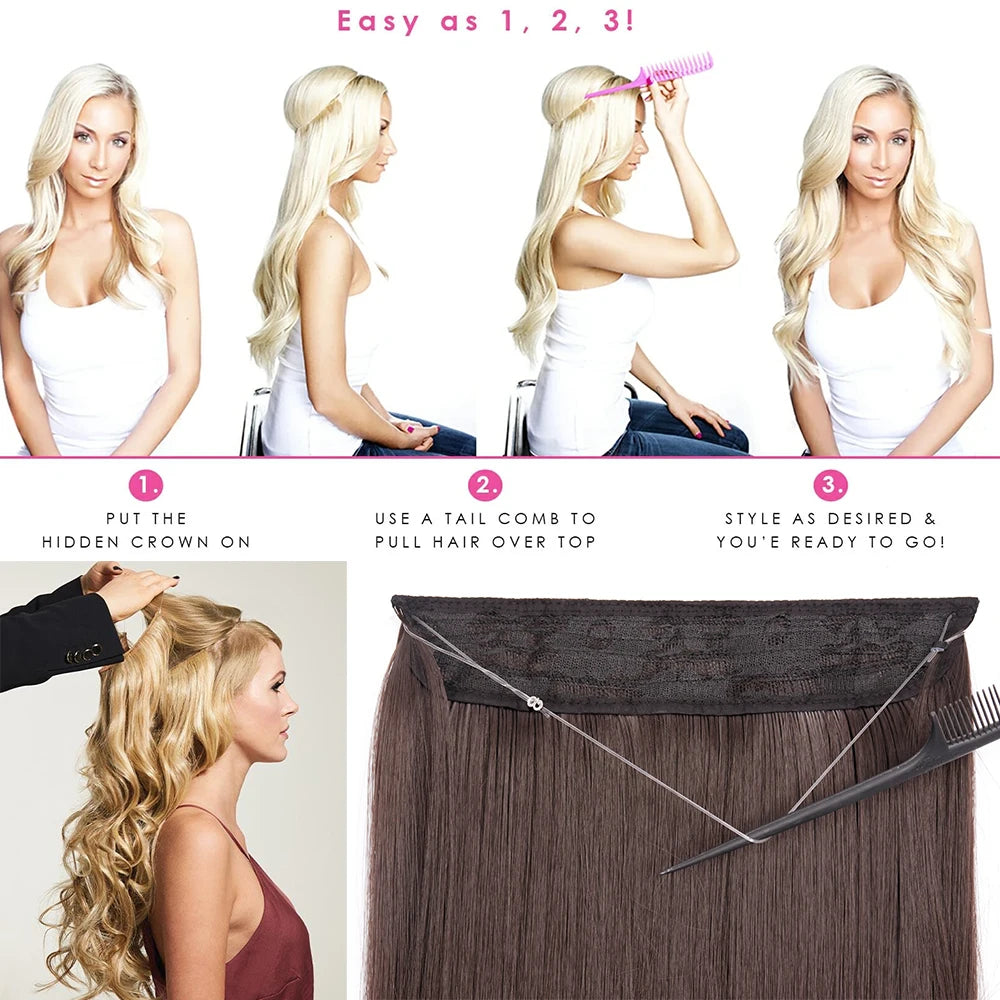 Synthetic No Clip Wave Hair Extensions