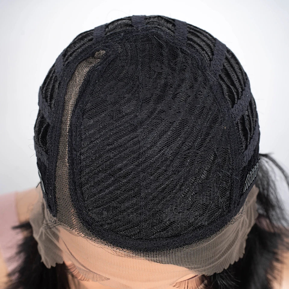 Synthetic Short Bob Straight Lace Front Wigs cap