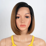 Synthetic Short Bob Straight Lace Front Wigs black brown