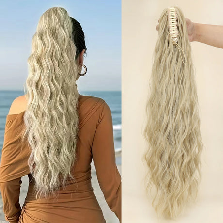 Synthetic Water Wave Claw Clip Ponytail