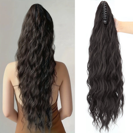 Synthetic Water Wave Claw Clip Ponytail