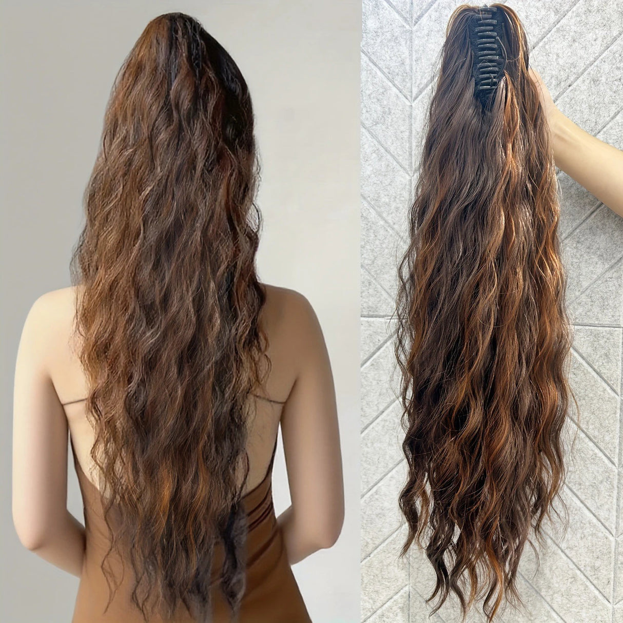 Synthetic Water Wave Claw Clip Ponytail