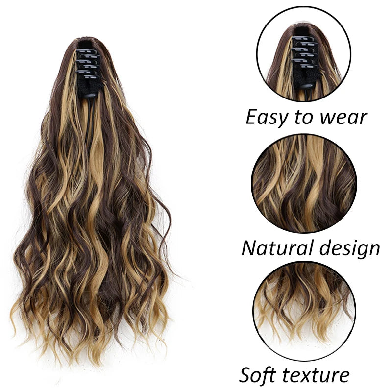 Synthetic Water Wave Curly Claw Clip-in Ponytail Hair Extension