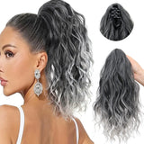 Gray Synthetic Water Wave Curly Claw Clip-in Ponytail Hair Extension