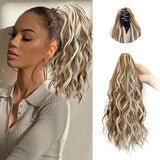 Brown Synthetic Water Wave Curly Claw Clip-in Ponytail Hair Extension