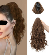 Brown Synthetic Water Wave Curly Claw Clip-in Ponytail Hair Extension