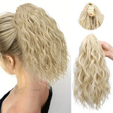 Blonde Synthetic Water Wave Curly Claw Clip-in Ponytail Hair Extension