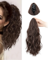Brown Synthetic Water Wave Curly Claw Clip-in Ponytail Hair Extension
