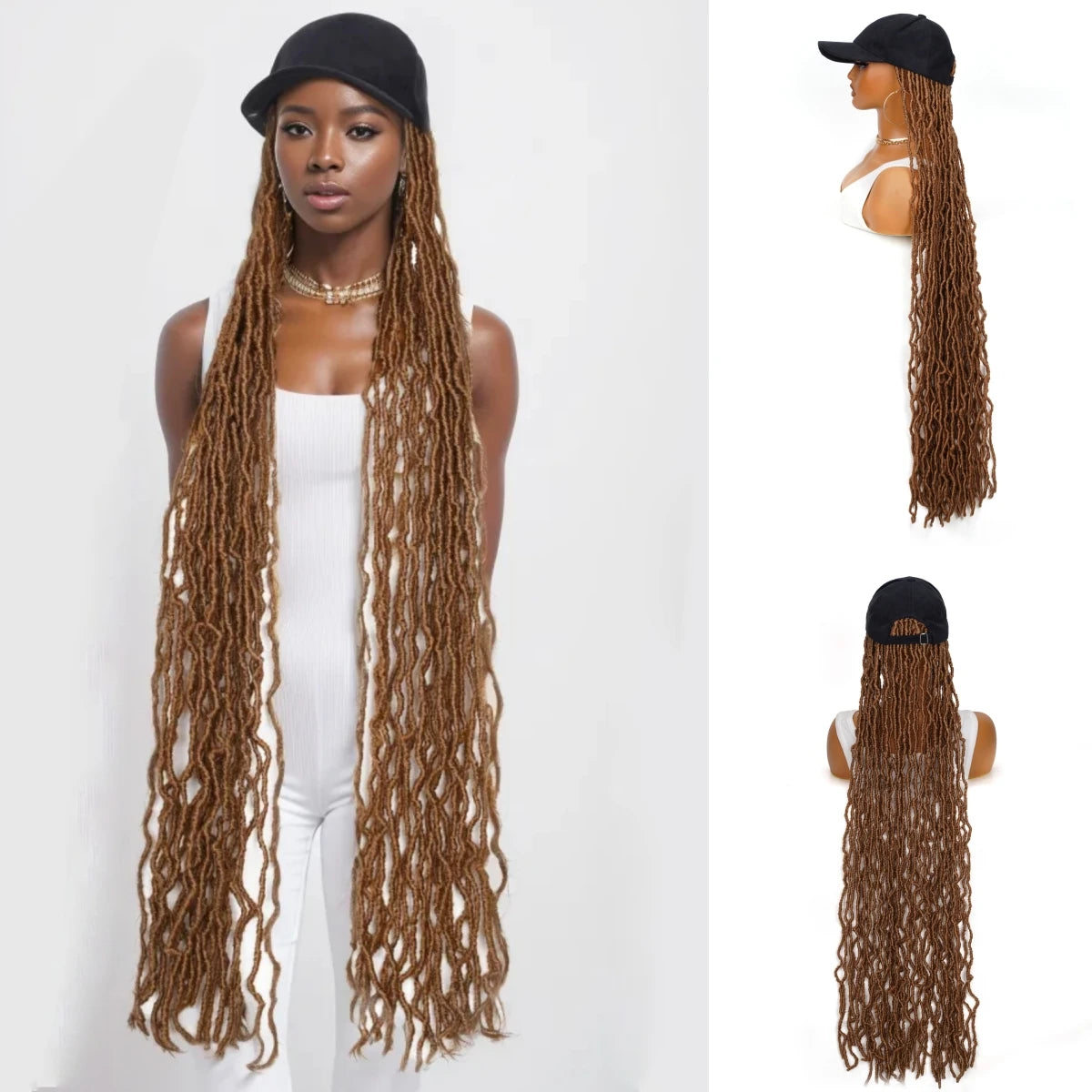 Synthetic Wig Extra Long Soft Braided With Baseball Cap