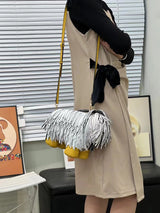 Model using Tassel Puppy Animal Shape Handbag