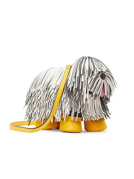 Silver yellow Tassel Puppy Animal Shape Handbag