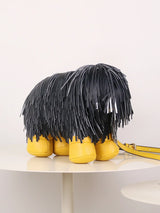 Black Tassel Puppy Animal Shape Handbag