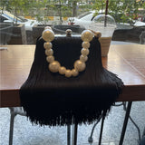 Tassel Small Square Pearl Chain Evening Handbag