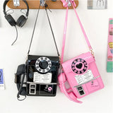 Black and Pink Telephone Shaped Shoulder Bag