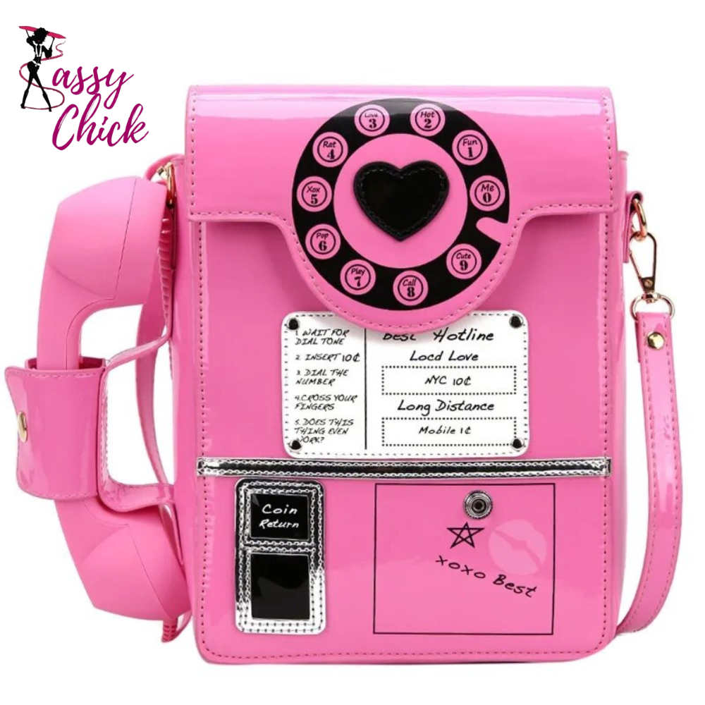 Telephone Shaped Shoulder Bag Sassy Chick Logo