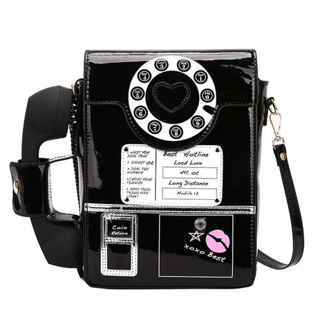 Black Telephone Shaped Shoulder Bag