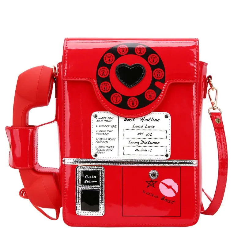 Red Telephone Shaped Shoulder Bag