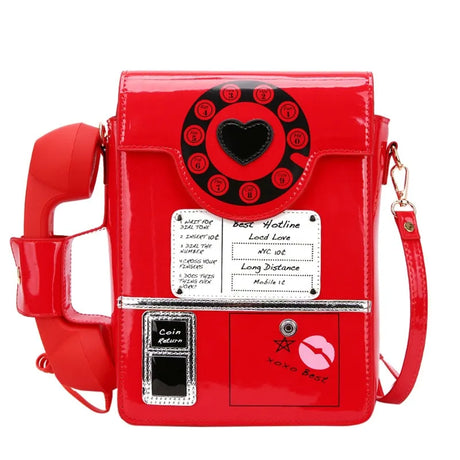 Red Telephone Shaped Shoulder Bag