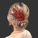 Model using Tiara Bling Rhinestones Leaf Shape Hair Pieces Accessories