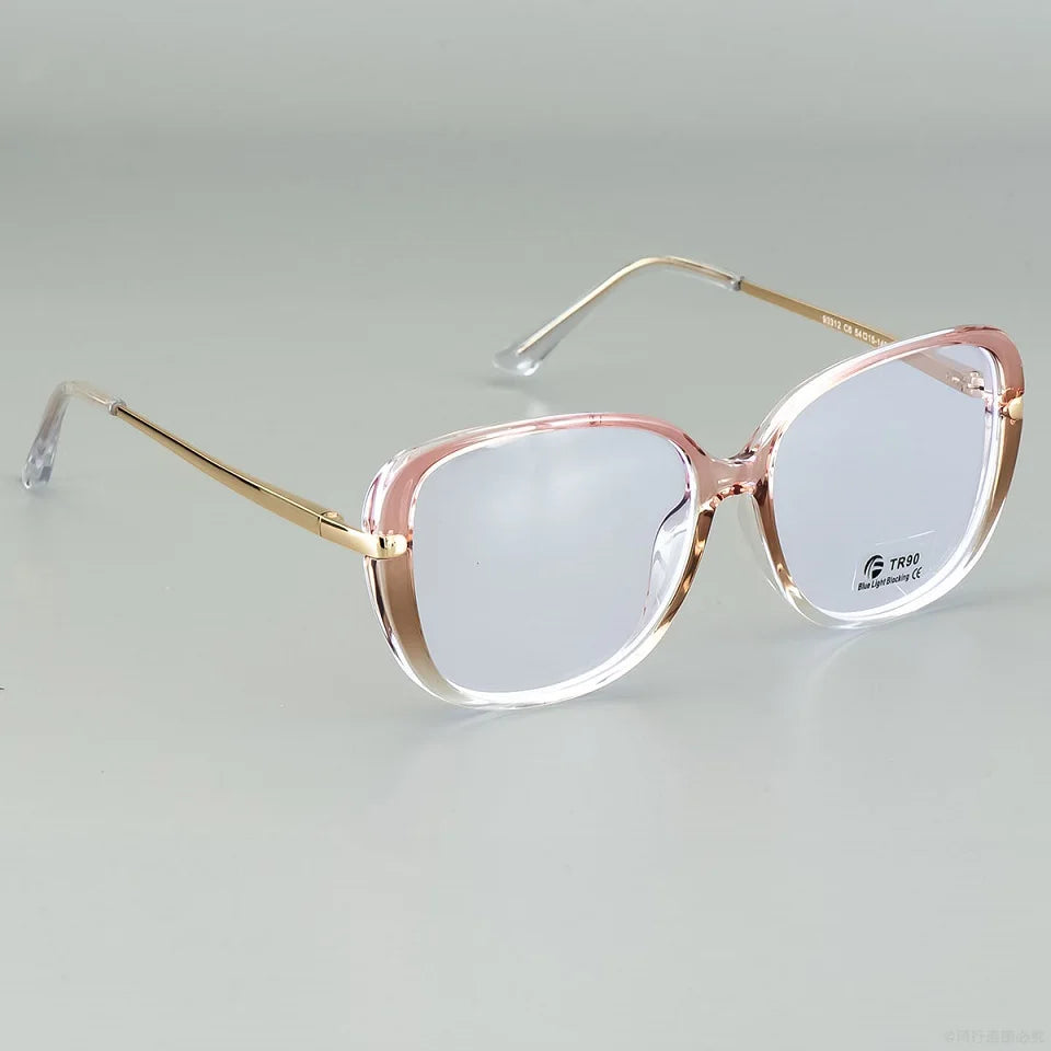 pink gold Transparent  Anti Blue Light Square Eyewear