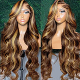 Transparent Body Colored Highlight Human Hair Wigs 