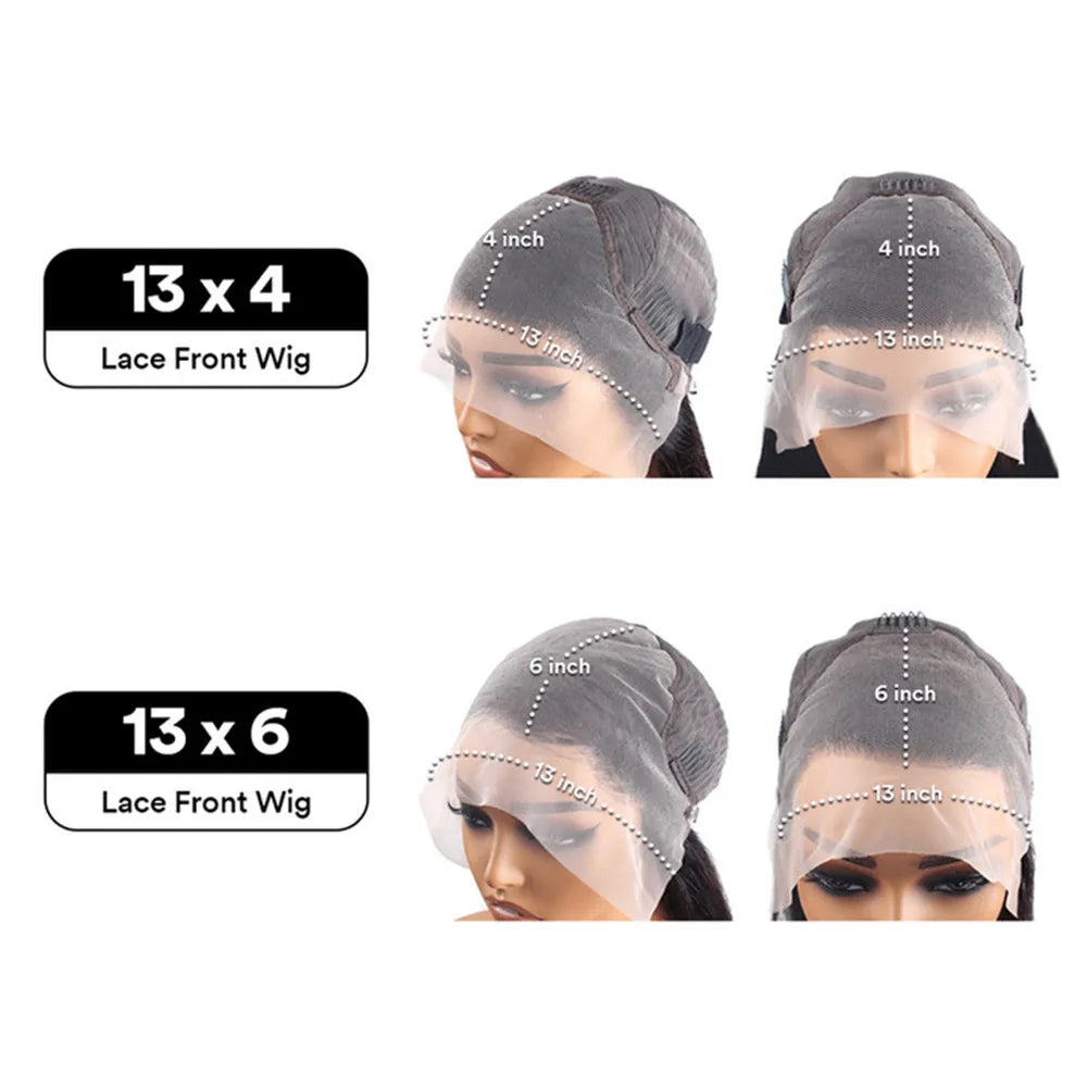 Transparent Body Colored Highlight Human Hair Wigs size