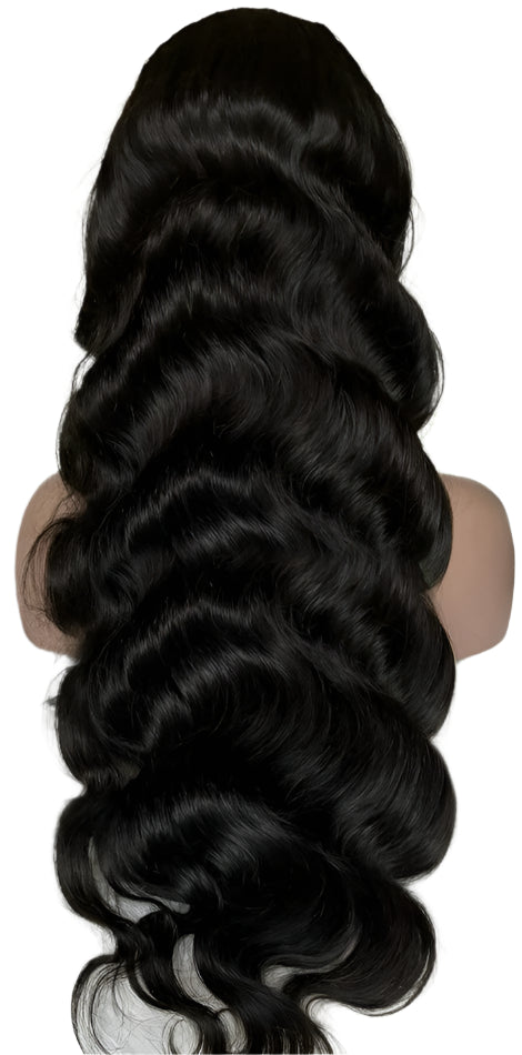 Transparent Body Wave 5x5 Closure Brazilian Remy Human Hair Wigs black back view