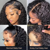 model using Transparent Short Bob Kinky Curly Human Hair Wig Natural Hairline