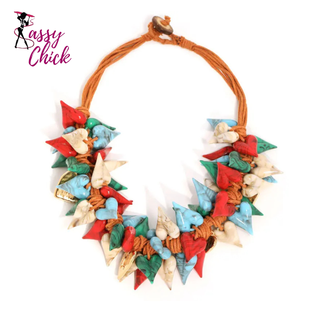 Trendy Beach Bohemian Statement Beads Hearts Party Jewelry Sassy Chick Logo