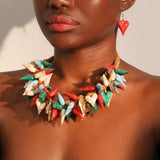 Model Using Trendy Beach Bohemian Statement Beads Hearts Party Jewelry