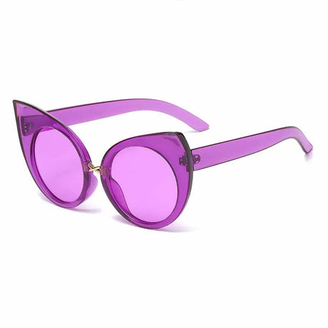 Purple Trendy Cat Eye Big Frame Women's Sunglasses