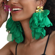 Trendy Leaves Tassels Big Flower Dangle Earrings Sassy Chick Logo