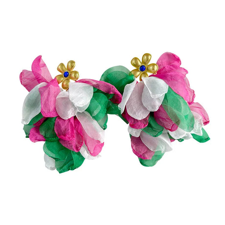 Trendy Leaves Tassels Big Flower Dangle Earrings