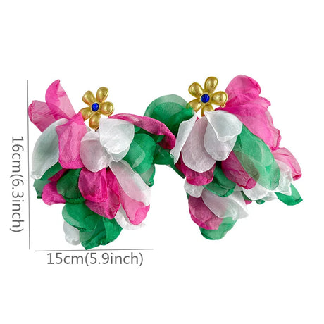 Trendy Leaves Tassels Big Flower Dangle Earrings