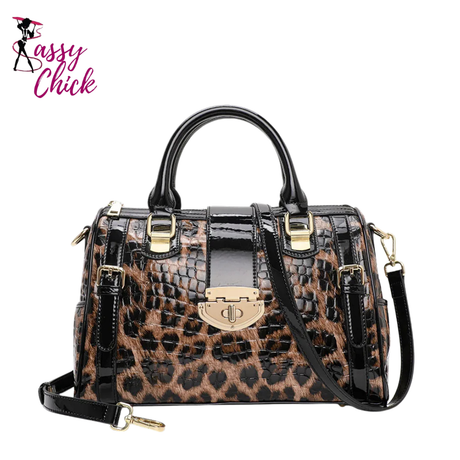 Trendy Leopard Woman Handbag Sassy Chick Logo